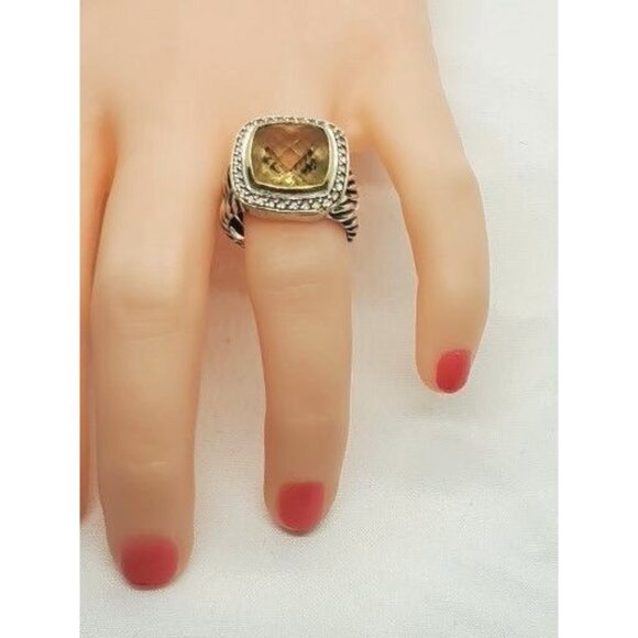 David Yurman Albion Citrine 18K Silver Diamond Ring - Picture 10 of 11